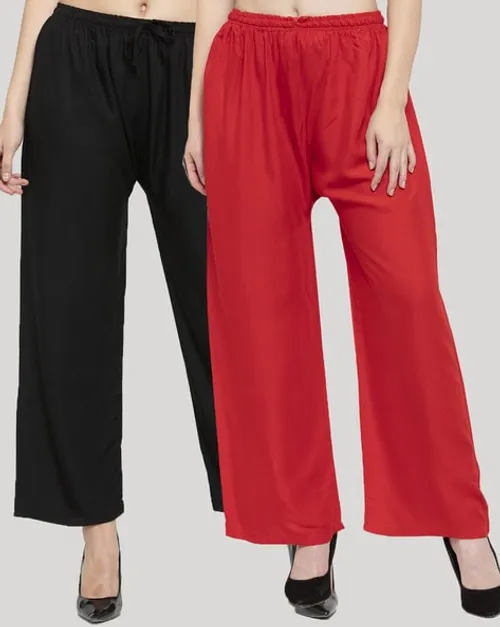 Pack of 2 Straight Palazzos with Drawstring Waist