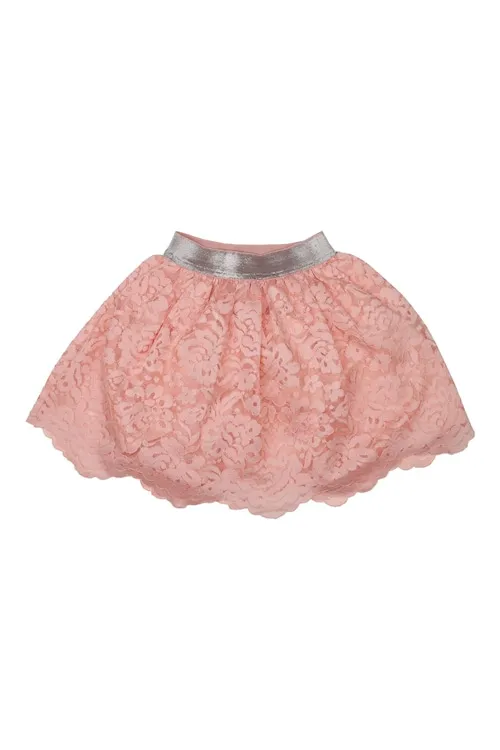 Girls Peach Solid Regular Fit Skirt