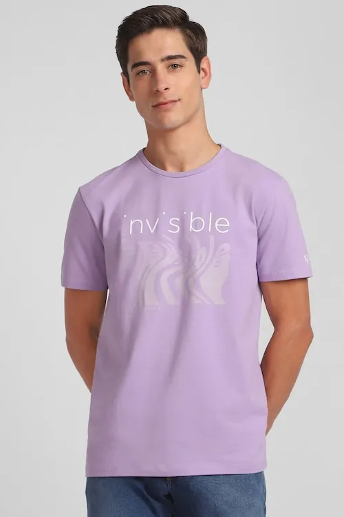 Men Purple Graphic Print Crew Neck Graphic T-Shirts