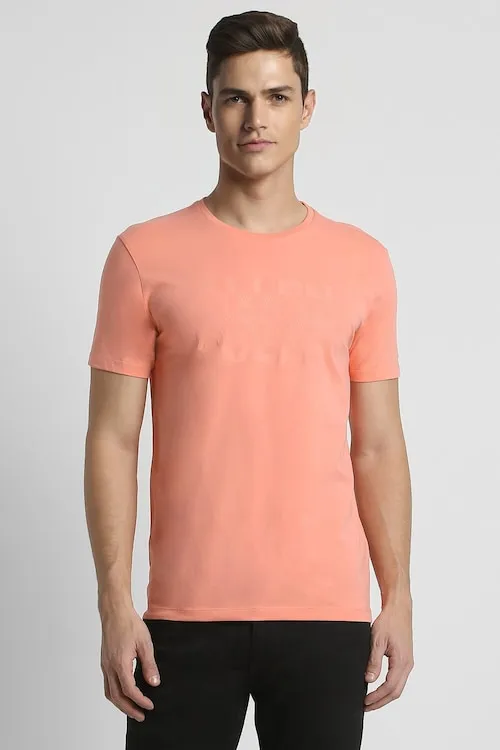 Men Pink Solid Crew Neck T-shirt