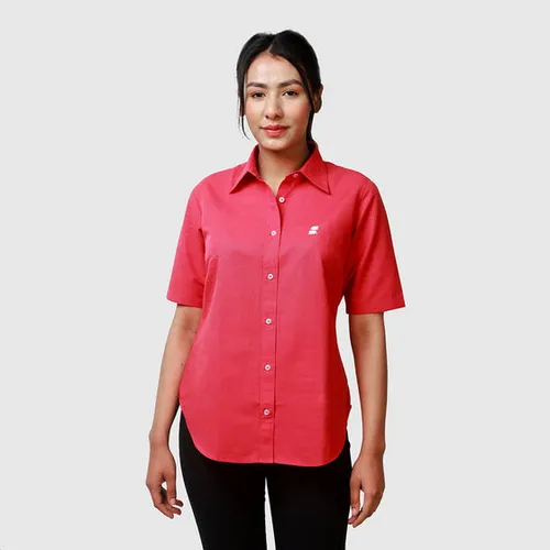 Women Shirt | Hemp & Cotton | Half Sleeves | Red Pink
