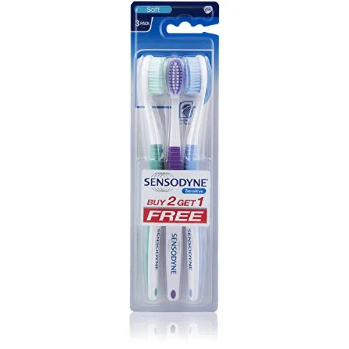 Sensodyne Toothbrush for adults,Manual- Sensitive (White,Buy 2 Get 1 Free) Pack