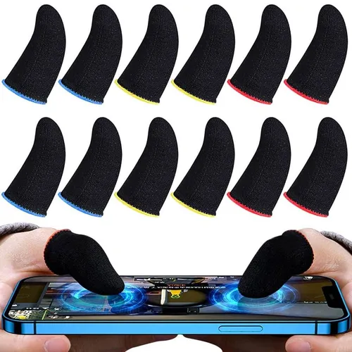 ONHUB (Pack of 5) Gaming Finger Sleeves，Gamer Thumb Protector/PUBG Game Hand Controller Gloves/Anti-Sweat Breathable/Seamless Touchscreen (Black)