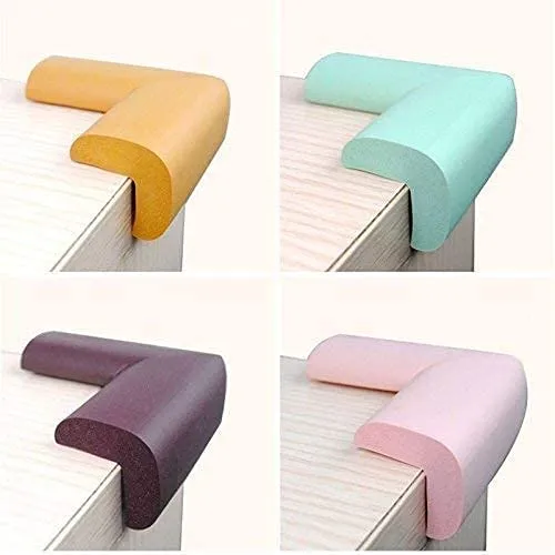 MeeTo L Shape Baby Child Clear Corner Protector/Safety Cushion Table Desk Bed Edge Guards, Random Color (Pack of 4)