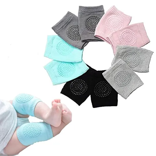 Indian Book Baby Knee Pads for Crawling, Anti-Slip Padded Stretchable Elastic Cotton Knee Cap Elbow Safety Protector (2 Pair)