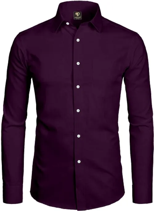 MILDIN Men Solid Casual Purple Shirt