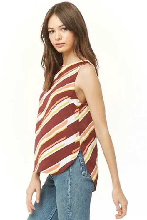 Abstract Striped Chiffon Top