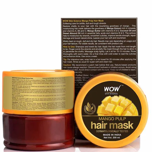 WOW Skin Science Mango Pulp Hair Mask,  200 ml  for Dry, Rough & Breakage-Prone Strands
