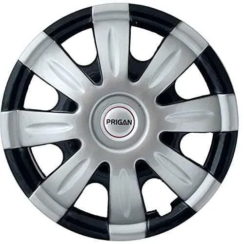 Prigan 4 Pcs 13 inch Polypropylene Silver & Black Press Fitting Car Wheel Cover Set for All 13 inch Wheel Car