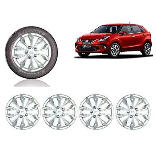 Auto Pearl 4 Pcs 15 inch ABS Silver Car Wheel Cover Set for Toyota Glanza