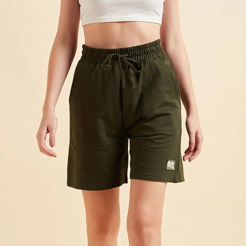 Sweet Dreams Women Solid Shorts - Olive