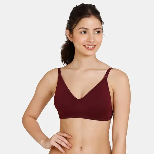 Zivame Beautiful Basics Double Layered Non Wired 3-4th Coverage Backless Bra Maroon (Set of 2)