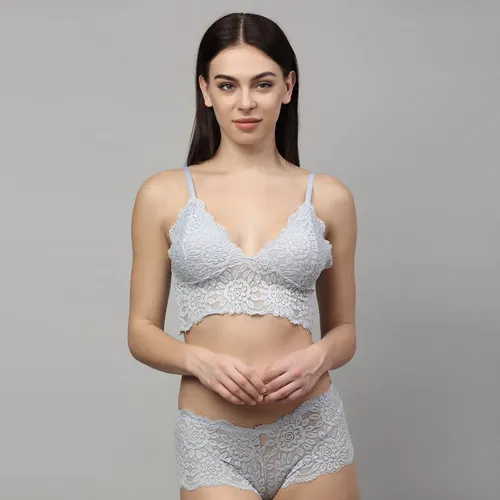 PrettyCat Very Hot Lace Bralette Set – Grey