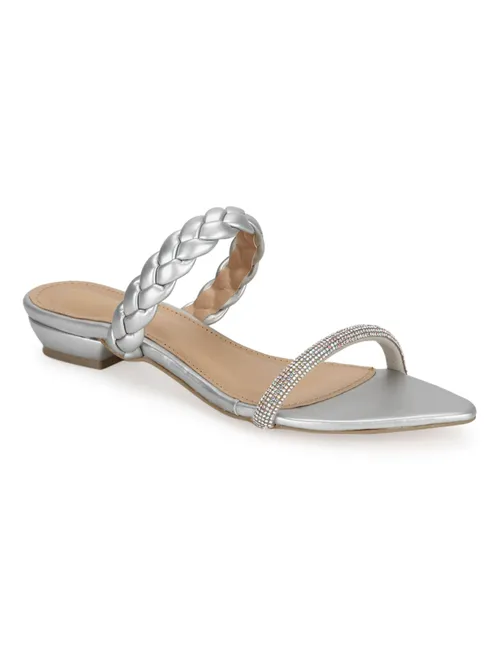 Truffle Collection - Silver Embellished Flats