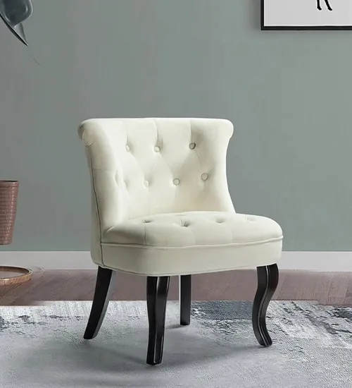 Grenier Fabric Slipper Chair in Ivory Colour