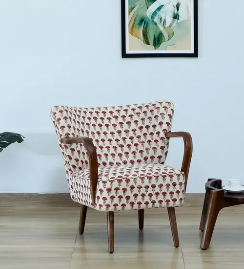 Ajjacio Upholstered Arm Chair in Scratch Resistant Provincial Teak Finish
