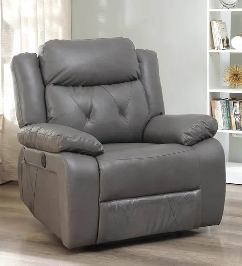 New Orlean Leatherette 1 Seater Motorized Recliner In Cherry Grey Colour