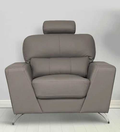 Averio Half Leather 1 Seater Sofa In Buff Colour