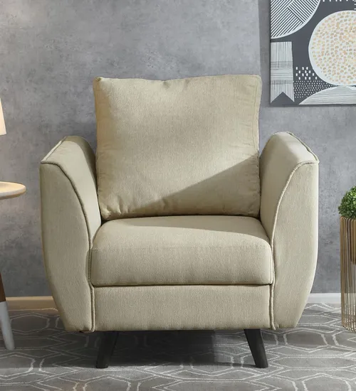 Azor Fabric 1 Seater Sofa In Beige Colour