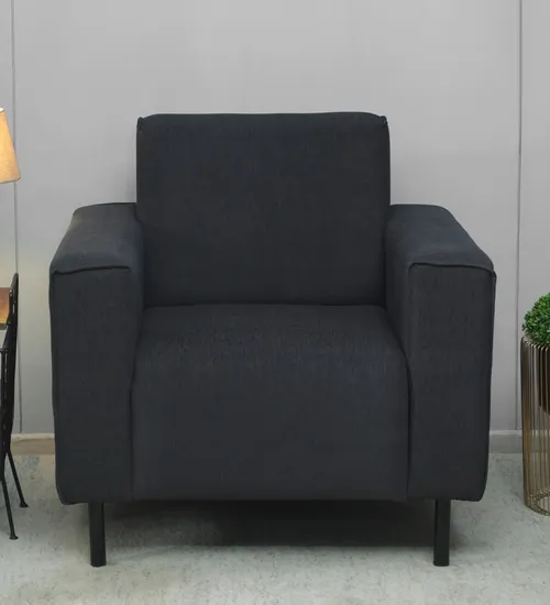 Nova Fabric 1 Seater Sofa In Charcoal Grey Colour
