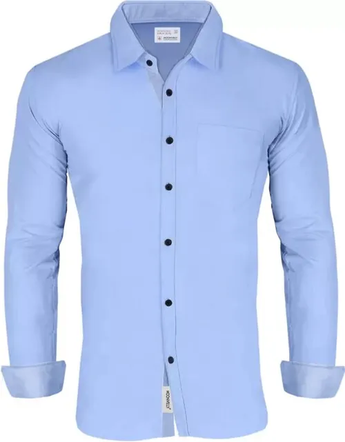 Baleshwar Men Sky Blue Solid Casual Shirt (Pack of 1 )