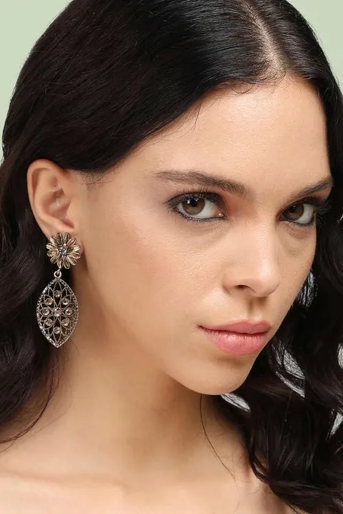 Women's Intricate Daisy Eye Drop Earrings - Amber