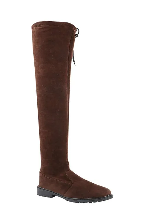 Suede Zipper Women's Casual Boots - Brown