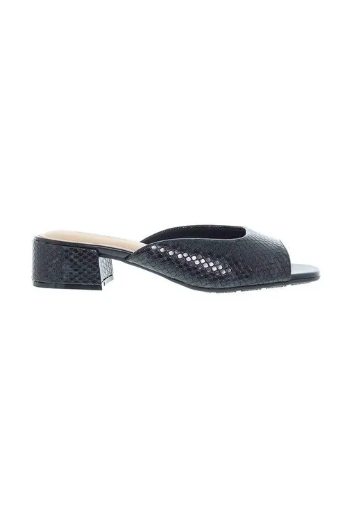 PU Slip On Round Toe Womens Casual Sandals - Black