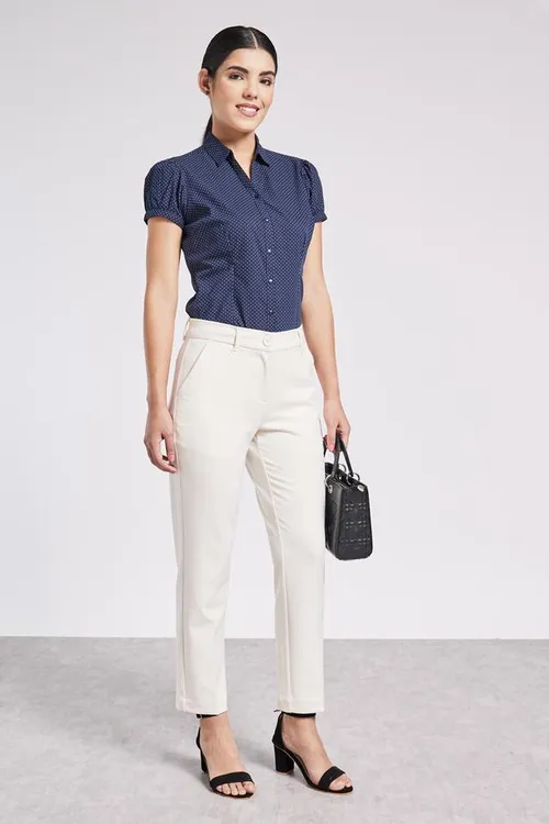 Solid Regular Fit Polyester Blend Women's Pants - Natural