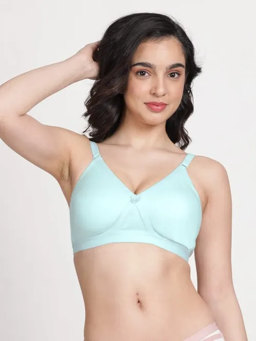 Susie Skylight Blue Wirefree Full Coverage Moulded Cotton Bra