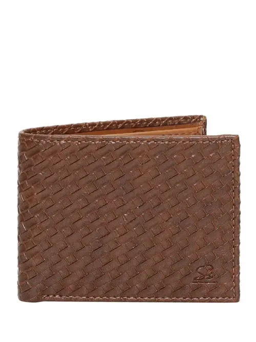 Style Smith Brown Woven Bi-Fold Wallet for Men