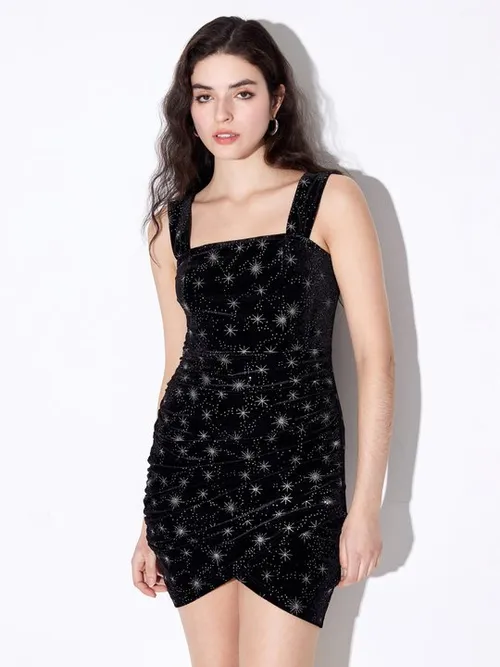 Embellished Ruched Bodycon Dress