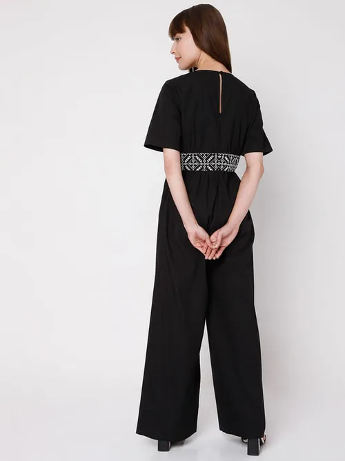 Black Embroidered Jumpsuit