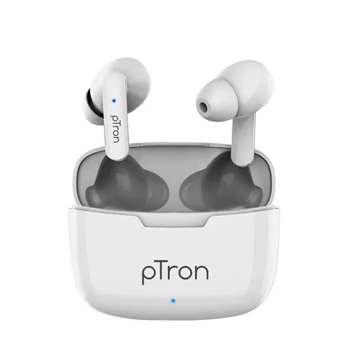 pTron Bassbuds Duo Bluetooth 5.1 Wireless Headphones With Stereo Audio, Passive Noise Cancellation & Voice Assistant (White)
